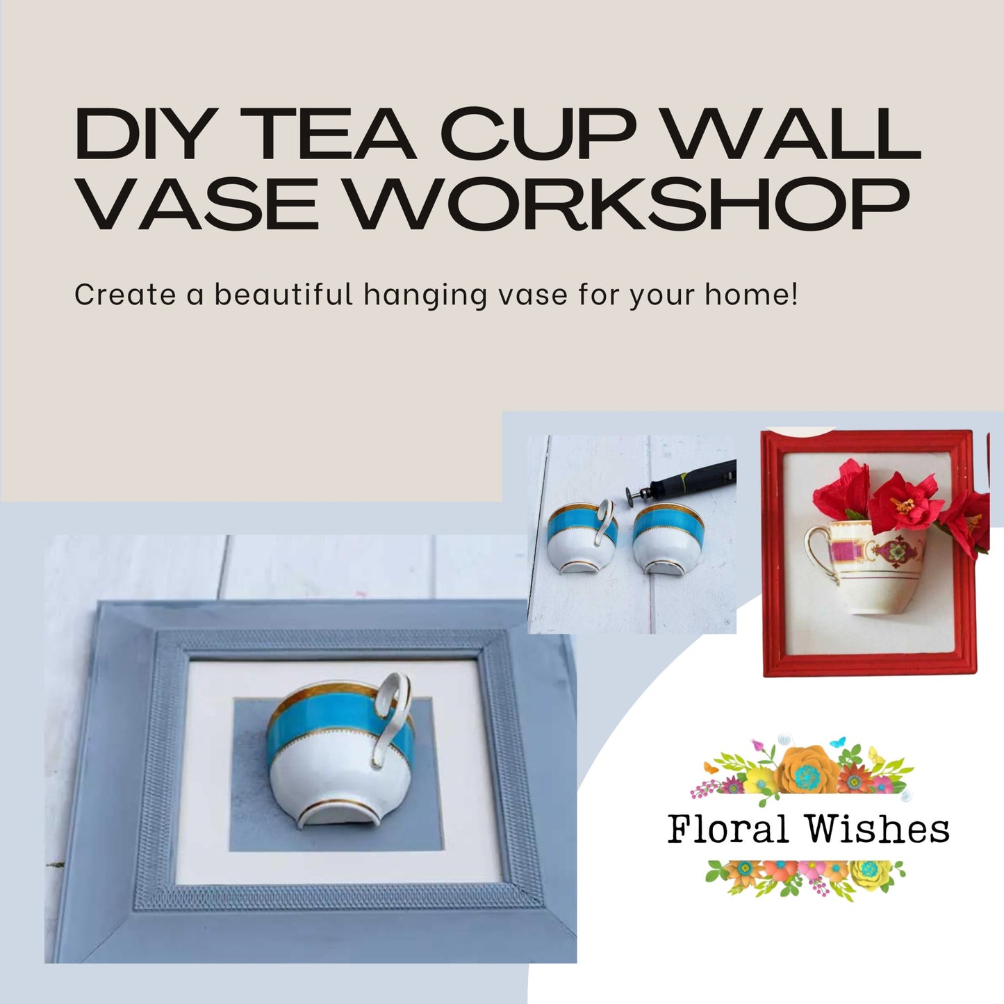 Vintage Tea Cup Wall Vase. - floralwishes